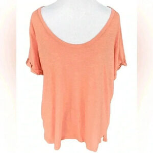 Anthropologie Daily Practice Oversized Scoop Neck Tee in Coral - Size Large